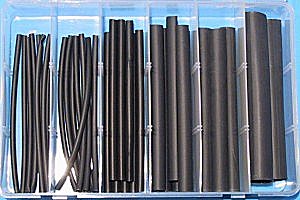 Heat shrink sleeving in black with adhesive lining. 37 items