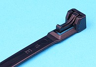 Releasable cable tie 200mm x 7.5mm black. 10 pack.