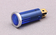 Self coloured warning light. Blue & chrome bezel. 12v bulb.
