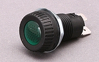 Black body warning light. Green lens