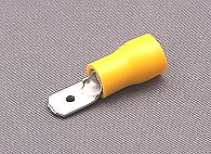 Yellow pre insulated male blade terminal 6.3mm.